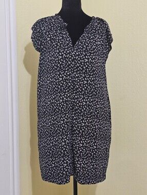 GAP Black Mini Dress with White Floral Print